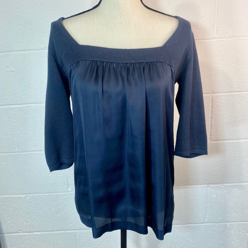 Calvin Klein Navy Blue 3/4 Sleeve Blouse